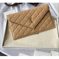 Unique Grade Saint Laurent Uptown Pouch in Quilted Lambskin 565739 Apricot 2026