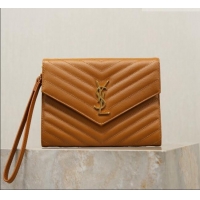 Promotional Saint Laurent CASSANDRE MATELASSÉ Flap Pouch in Grain De Poudre Leather 617662 Brown 2026
