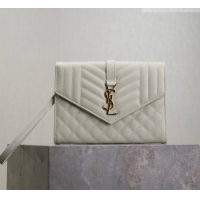Discount Saint Laurent CASSANDRE MATELASSÉ Flap Pouch in White Grain De Poudre Leather 617662 2026