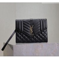 Best Product Saint Laurent CASSANDRE MATELASSÉ Flap Pouch in Black Grain De Poudre Leather 617662 2026