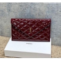 Buy Fashionable Saint Laurent PARIS Pouch in Patent Leather 869533 Burgundy 2026