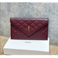 Free Shipping Saint Laurent PARIS Pouch in Grain De Poudre Leather 869533 Burgundy 2026