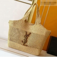 Original Cheap Saint Laurent Icare Medium Shopping Bag in Raffia 868748 Beige 2026