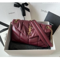 Famous Brand Saint Laurent Loulou Puffer Small Bag in Quilted Lambskin 577476 Burgundy 2026