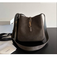 Best Grade Saint Laurent LE 5 À 7 Small Hobo Shoulder Bag in Suede A0021 Grey 2026