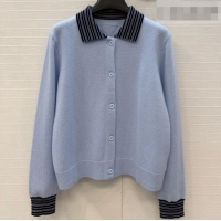 Top Grade Chanel Cashmere Cardigan CH090732 Light Blue 2026