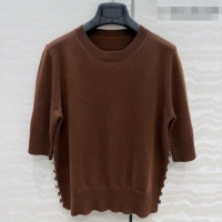 Buy Fashionable Prada Cashmere Short-sleeved Sweater P090713 Dark Brown 2026