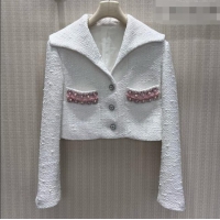 Luxury Cheap Chanel Short Tweed Jacket CH090746 White 2026