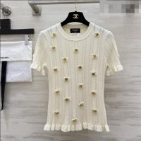 Good Inexpensive Chanel Knit T-shirt CH090810 Beige 2026