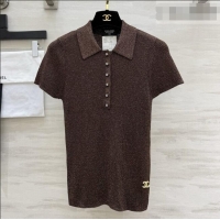 Famous Brand Chanel Knit Polo T-shirt CH090811 Brown 2026