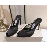 Low Cost Jimmy Choo Brigitte Mule 100 in Black Lace and Satin 10cm Heel 6091207 2026