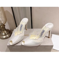 Best Price Jimmy Choo Brigitte Mule 100 in White Lace and Satin 10cm Heel 6091208 2026