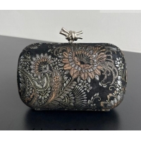 Top Design Bottega Veneta Classic Knot Clutch in Jacquard Velvet BV040165 Gold/Silver/Black 2026