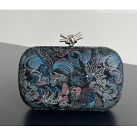 Best Price Bottega Veneta Classic Knot Clutch in Jacquard Velvet BV040162 Blue/Red/Black 2026