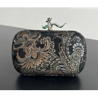 Market Sells Bottega Veneta Knot Clutch with Flower Clasp in Jacquard Velvet BV040165 Gold/Silver/Black 2026