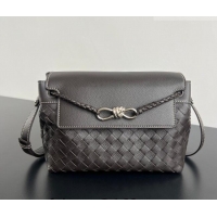 Classic Discount Bottega Veneta Men's Small Andiamo Messenger Bag in Intrecciato Grained Leather 815781 Fondant Brown 20