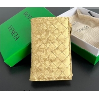 Good Quality Bottega Veneta Medium Bi-Fold Wallet in Intrecciato Leather 667468 Frog Gold 2026