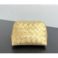 Best Quality Bottega Veneta Intrecciato Lamina Satin Leather Beauty Pouch 764044 Gold 2026