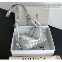 Best Price Bottega Veneta Small Loop Cross-Body Bag in Intrecciato Lamina Satin Leather 796615 Silver 2026