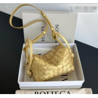 Discount Bottega Veneta Small Loop Cross-Body Bag in Intrecciato Lamina Satin Leather 796615 Gold 2026