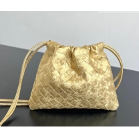 Buy Discount Bottega Veneta Small Dustbag in Intrecciato Lamina Satin Leather 816987 Gold 2026