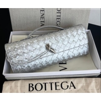 Market Sells Bottega Veneta Long Clutch Bag Andiamo in Intrecciato Lamina Satin Leather 741511 Silver 2026