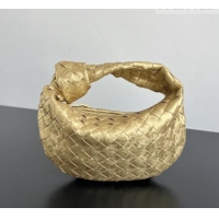 Top Grade Bottega Veneta Mini Jodie Hobo Bag in Intrecciato Lamina Satin Leather 651876 Gold 2026
