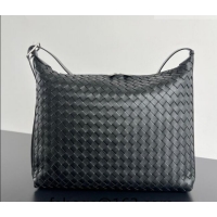 Best Quality Bottega Veneta Men's Traveler Hobo Bag in Intrecciato Grained Leather 806974 Black 2026