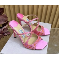 Top Quality Jimmy Choo Anise 95 Mule Sandals with Crystals J091232 Pink 2026