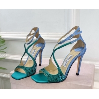 Super Quality Jimmy Choo Azia 95 Sandals with Crystals J091233 Blue/Green 2026