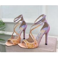 New Style Jimmy Choo Azia 95 Sandals with Crystals J091234 Purple/Beige 2026