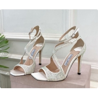 Original Cheap Jimmy Choo Azia 95 Sandals with Crystals J091237 White 2026