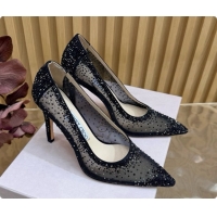 Top Grade Jimmy Choo Mesh Pumps with Crystals 10cm Heel J091255 Black 2026