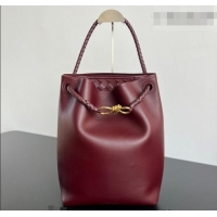 Luxury Cheap Bottega Veneta Andiamo Bucket Bag in Silky Leather 844169 Barolo Red 2026