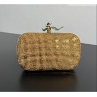 Market Sells Bottega Veneta Knot Clutch with Flower Clasp in Suede and Crystals 844122 Gold 2026