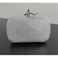 Best Quality Bottega Veneta Knot Clutch with Flower Clasp in Suede and Crystals 844122 Silver 2026