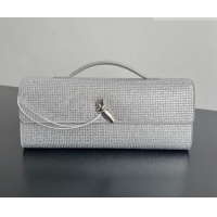 New Fashion Bottega Veneta Long Clutch Bag Andiamo in Suede and Crystals 844124 Silver 2026
