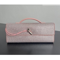 Shop Discount Bottega Veneta Long Clutch Bag Andiamo in Suede and Crystals 844124 Rose Pink 2026