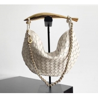 New Fashion Bottega Veneta Sardine Bag with Chain in Intrecciato Leather 776768 White 2026