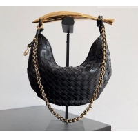 Luxury Cheap Bottega Veneta Sardine Bag with Chain in Intrecciato Leather 776768 Black 2026