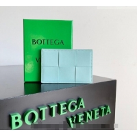 Discount Bottega Veneta Cassette Credit Card Case in Intreccio Leather 742693 Light Blue 2026