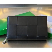Low Price Bottega Veneta Men's Cassette Zip Around Wallet in Intreccio Leather 814649 Black 2026