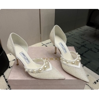 Good Quality Jimmy Choo Aurelie 85 Pump in White Candyfloss Glitter J091268 2026