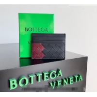 Cheapest Bottega Veneta Intrecciato Leather Credit Card Case 796324 Black/Burgundy 2026