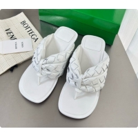 Most Popular Bottega Veneta Kitten Heel Salsa Thong in Intrecciato Leather White 6080137 2026