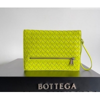 Top Grade Bottega Veneta Men's Small Intrecciato Leather Document Case With Wristlet 693675 Neon Green 2026