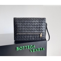 Good Discount Bottega Veneta Men's Small Intrecciato Leather Document Case With Wristlet 693675 Black 2026