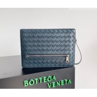 Best Price Bottega Veneta Men's Small Intrecciato Leather Document Case With Wristlet 693675 Blue 2026