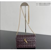 Famous Brand Bottega Veneta Andiamo Pouch on Chain Mini Bag in Intrecciato Leather 844107 Dark Barolo Red 2026