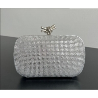 New Fashion Bottega Veneta Classic Knot Clutch in in Suede and Crystals 717622 Silver 2026